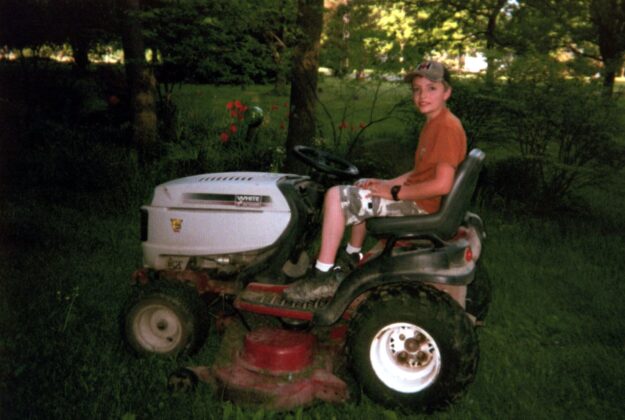 Daniel on lawn tractor