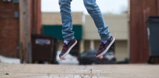 Memories of simple childhood joys jumping in a puddle