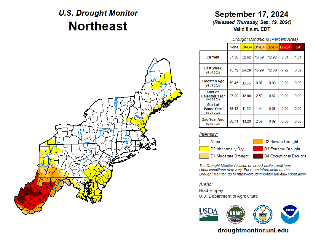 west virginia pennsylvania drought map