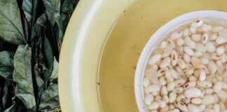 white beans in yellow bowl