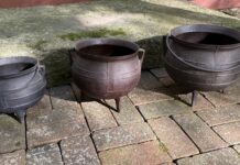 Cauldrons, kettles and pots were the greatest necessities for settlement flare-top kettles