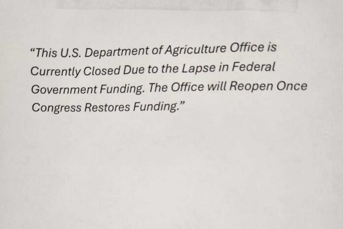 USDA shutdown notice